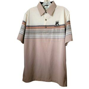 Palmland Club Men's Polo Shirt Dorchester CC Cream Tan Striped Size M  JH734